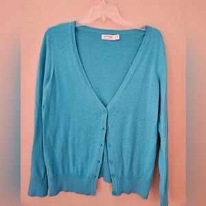 Faded Glory Casual Teal Cardigan  Size Large